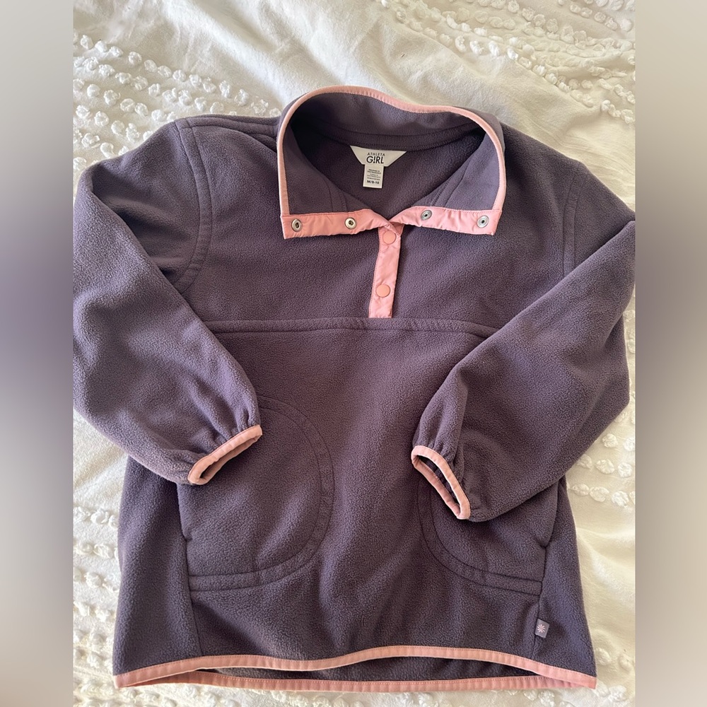Athleta Girls -  size M purple fleece button 1/4 up